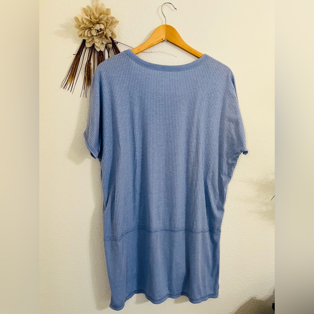 American Eagle Blue Oversized Ribbed Hi-Low Tunic Tee Size Medium - Picture 3 of 7